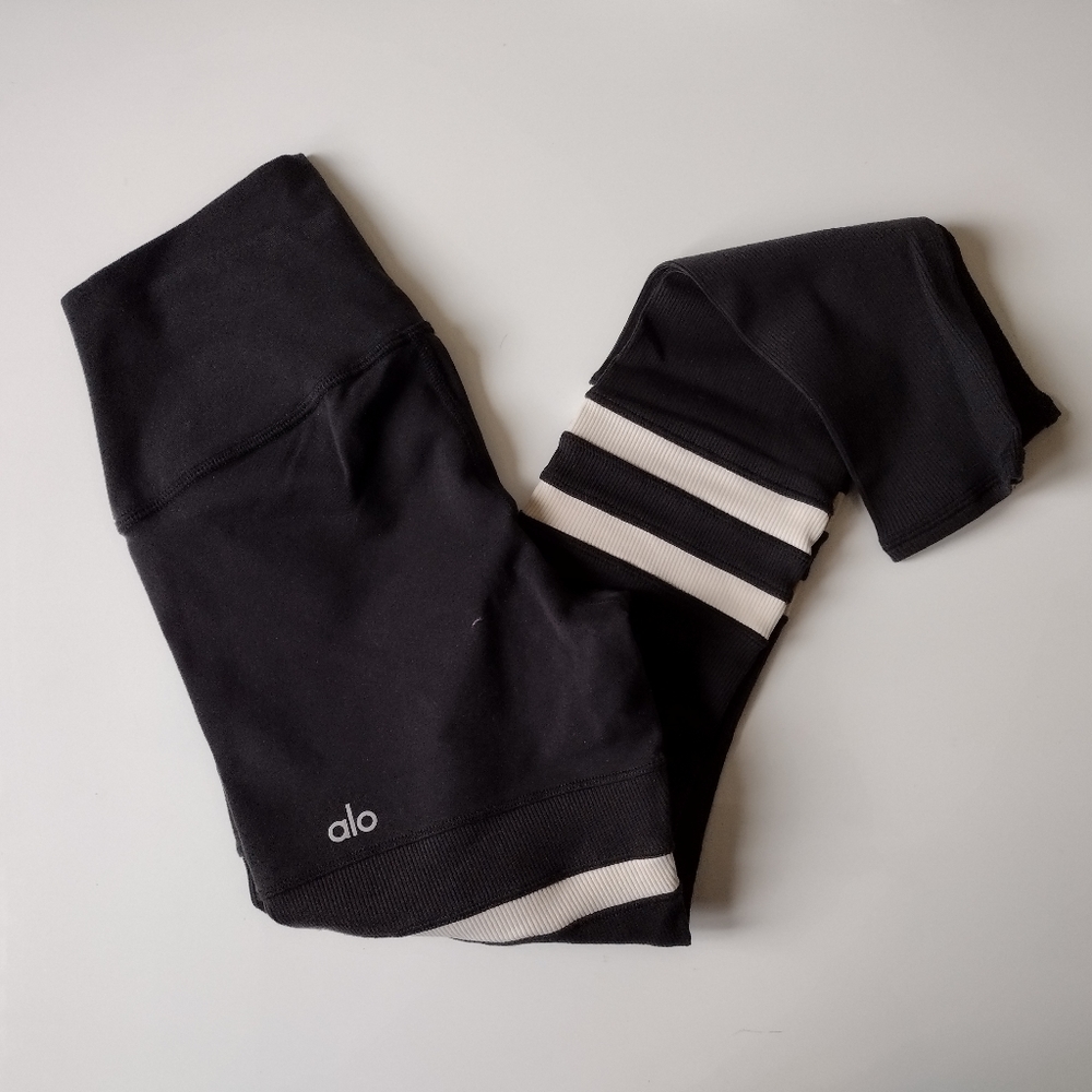 ALO YOGA High-Waist Legit Legging, Black/Bone, XS, NWOT